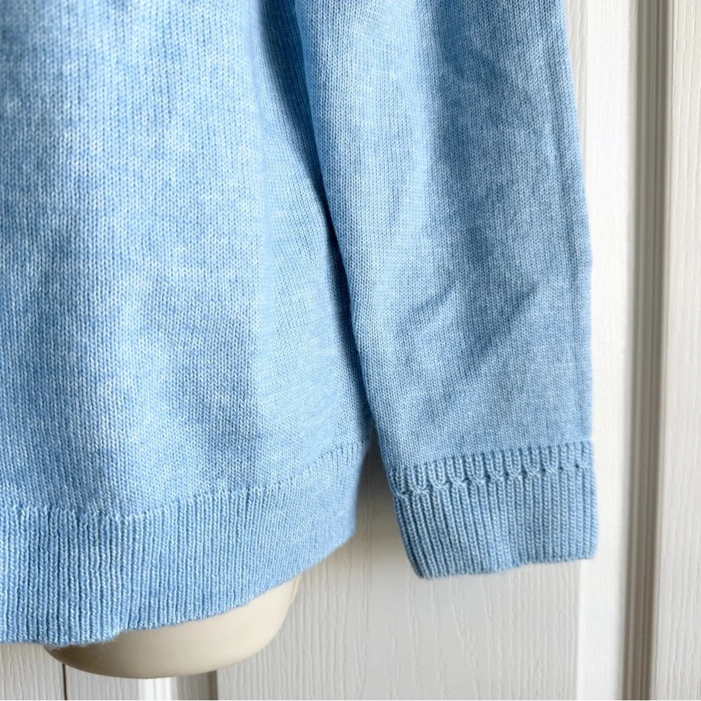 Talbots Sweater Breton Button Wide Collar Pullover - Picture 5 of 8